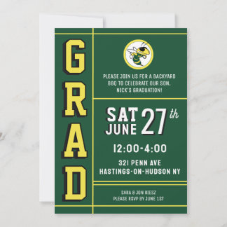 LETTERMAN GRAD YELLOW Announcement & Invitation Kaart