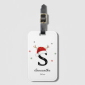 Letternaam Santa Hat | Monogram | Aangepast Initia Bagagelabel (Voorkant (verticaal))