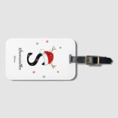Letternaam Santa Hat | Monogram | Aangepast Initia Bagagelabel (Voorkant (horizontaal))