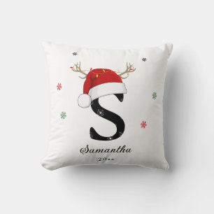 Letternaam Santa Hat   Monogram   Aangepast Initia Kussen