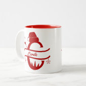 Letternaam Santa Hat | Monogram | Aangepast Initia Tweekleurige Koffiemok (Voorkant links)