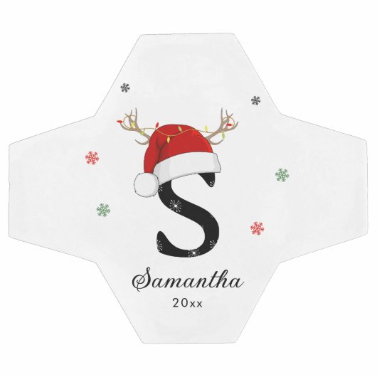 Letternaam Santa Hat | Monogram | Aangepast Initia Voetbal (Enkel)
