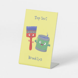 Letterpenseel- en tekentekentekentekens reclamebord met voetstuk