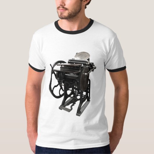 letterpress 1888 ringer mannen t-shirt (Voorkant)