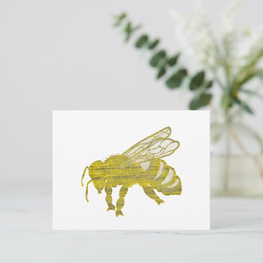 Letterpress Bee Briefkaart (Staand voorkant)