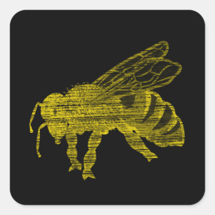 Letterpress Bee Vierkante Sticker