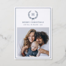 Letterpress Family Monogram Christmas Wreath Photo