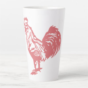 Letterpress stijl rode haan latte mok
