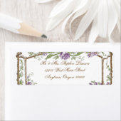 Letterpress Style Faux Bois Trellis Paars Etiket (Insitu)