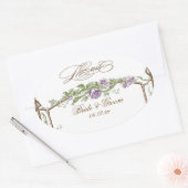 Letterpress Style  Faux Bois Trellis Paars Ovale Sticker (Envelop)