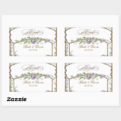 Letterpress Style Faux Bois Trellis Paars Rechthoekige Sticker (Vel)