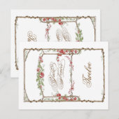 Letterpress Style  Faux Bois Trellis - Red Briefkaart (Voorkant / Achterkant)