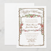 Letterpress Style  Faux Bois Trellis - Red Kaart (Voorkant / Achterkant)