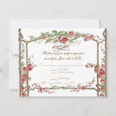 Letterpress Style Faux Bois Trellis - Red RSVP Kaartje (Voorkant)
