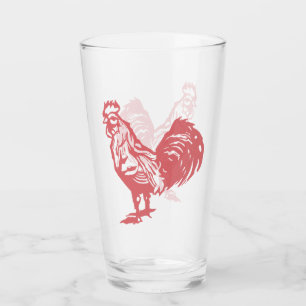 Letterpress Style Red Rooster Glas
