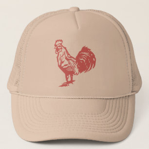 Letterpress Style Red Rooster Trucker Pet
