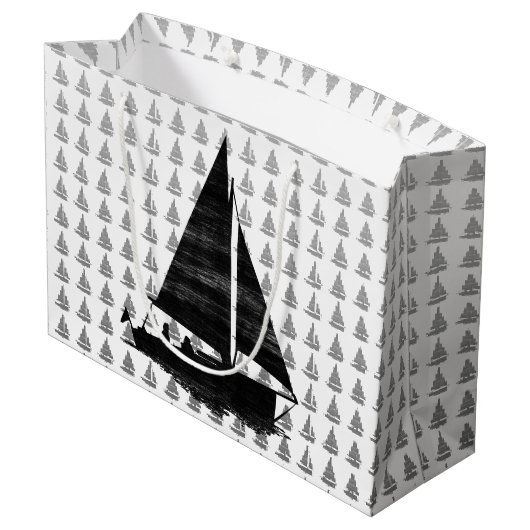 Letterpress Style Sailboot Groot Cadeauzakje (Achterkant Gekanteld)