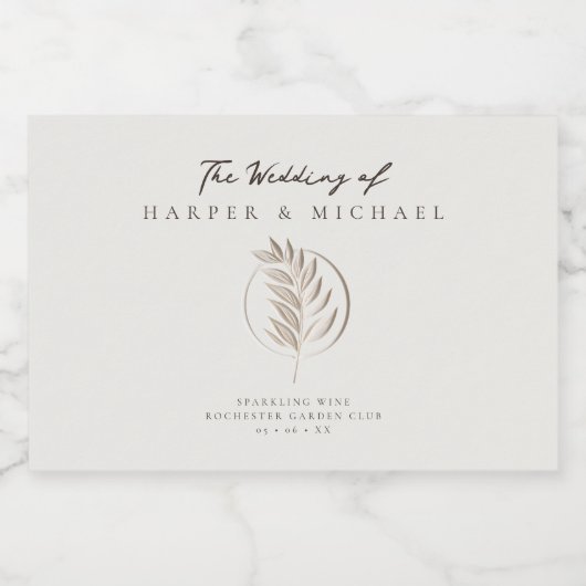 Letterpress twig gepersonaliseerde bruiloft sparkling wijnetiket (Enkel label)
