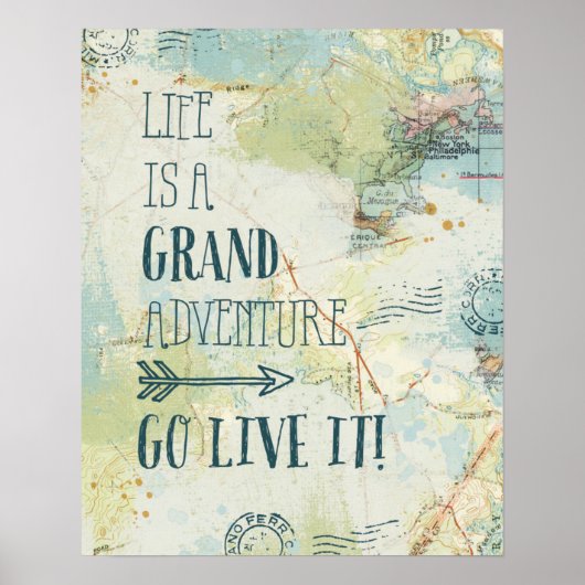 Letterpress USA Map Poster (Voorkant)