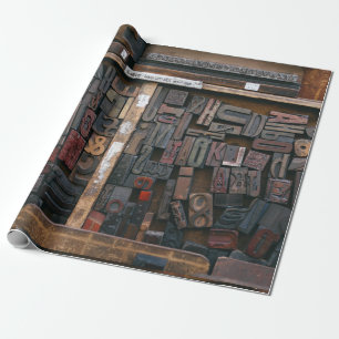 Letterpress Wood Type Decoupage Cadeaupapier