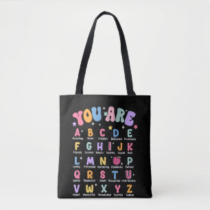Letters Alfabet Leer ABC Meisje Lezen Leraar Draagtas