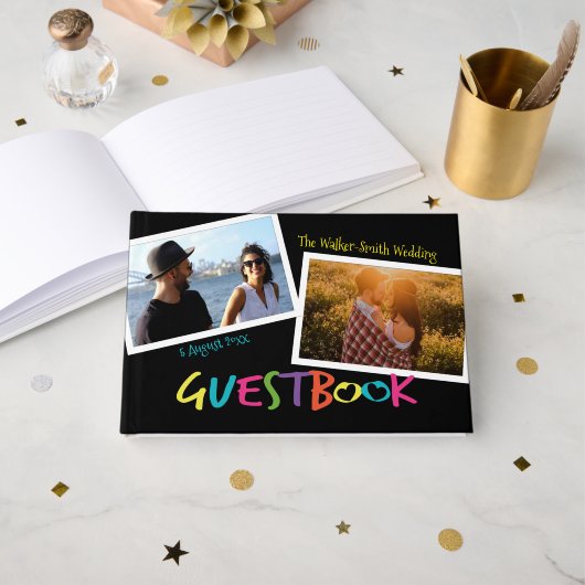 Letters met harten Modern Photo Lijst Gastenboek (Voorkant open)