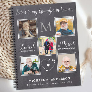 Letters naar Heaven Dad Grandpa Custom 5 Photo Gri Notitieboek