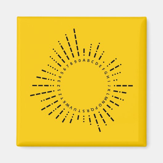 Letters & Numbers in Morse Code – Chart Yellow Magneet (Voorkant)
