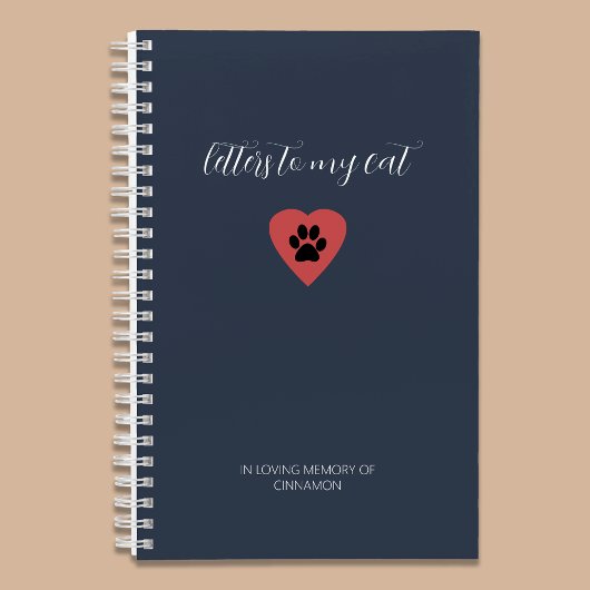 Letters to My Cat Memorial Journal Muted Navy