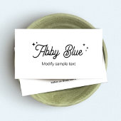 Lettersterren in zwart-wit en wit script visitekaartje