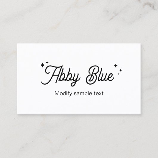 Lettersterren in zwart-wit en wit script visitekaartje (Voorkant)