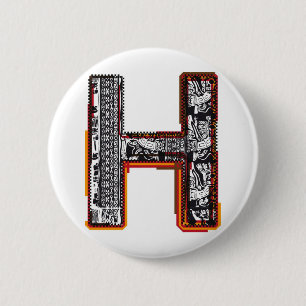 Lettertype Inca, letter H Ronde Button 5,7 Cm