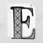 Lettertype mode, letter E Briefkaart (Voorkant / Achterkant)