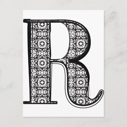 Lettertype mode, letter R Briefkaart (Voorkant)