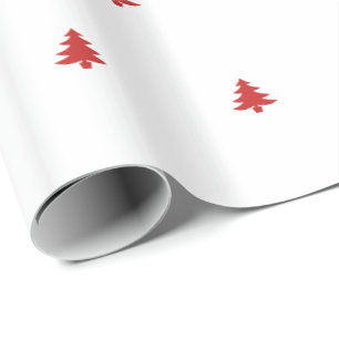 Lettertype rood en wit kerstboom cadeaupapier