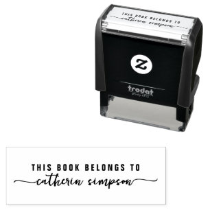 Lettertype script Dit boek is eigendom van Bibliot Zelfinktende Stempel