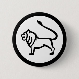 Lettertype Zodiac: LEO + uw kleuren en ideeën Ronde Button 5,7 Cm
