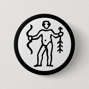 Lettertype Zodiac: SAGITTARIUS + uw kleuren en ide Ronde Button 5,7 Cm
