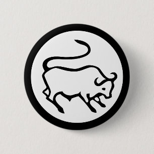 Lettertype Zodiac: TAURUS + uw kleuren en ideeën Ronde Button 5,7 Cm