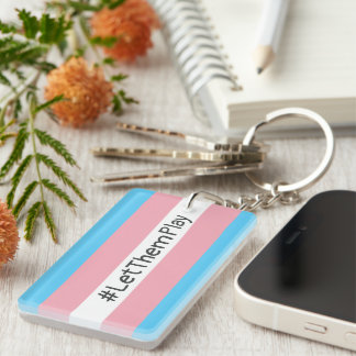 #LetThemPlay Transgender atleten Trans vlag Sleutelhanger