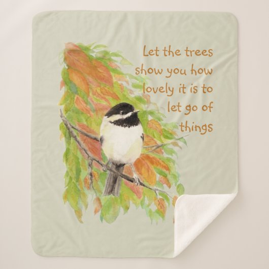 Letting Go Inspirerend Quote Chickadee Bird Sherpa Deken (Voorkant)