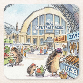 Lettische egel Riga Coaster set Vierkante Kartonnen Onderzetter