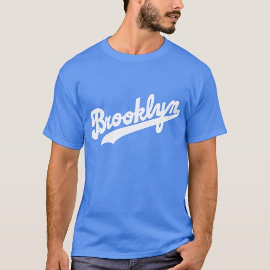 Lettrage blanc de T-shirt de Brooklyn (Devant)