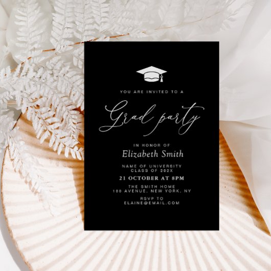 lettrage moderne invitation black grad party