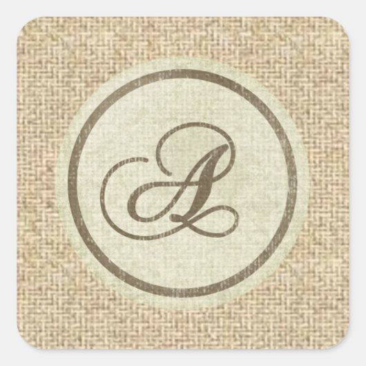 Lettre A burlap autocollants de conception rustiqu (Devant)