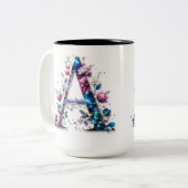 Lettre A Café Mug - Design floral pour le don (Devant gauche)