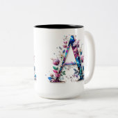 Lettre A Café Mug - Design floral pour le don (Devant droit)