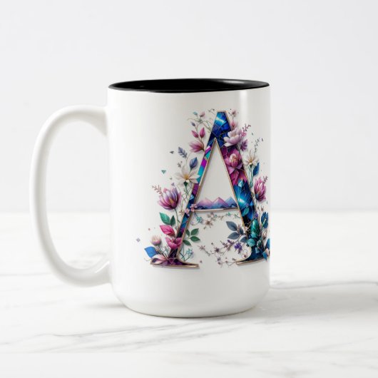 Lettre A Café Mug - Design floral pour le don (Gauche)