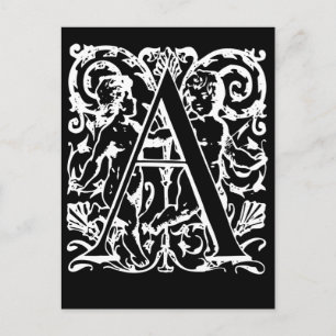 Lettre A Cartes Monogrammes noires et blanches