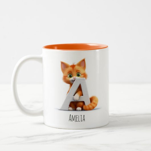 Lettre A Chat Alphabet Monogramme Café Mug (Gauche)